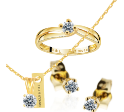 "Parure solitaire N°2" en or 750 diamants 0.45 ct, 6g